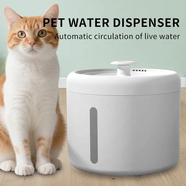 Happy Tails 2.5L Round Pet Water Fountain — Quiet USB Circulating Dispenser