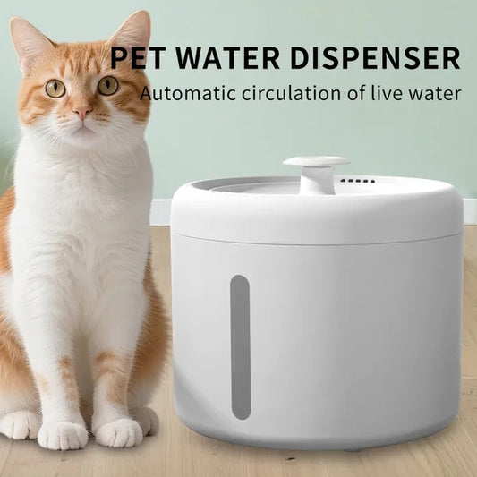 Happy Tails 2.5L Round Pet Water Fountain — Quiet USB Circulating Dispenser