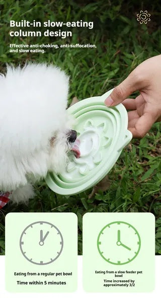 Happy Tails 3-in-1 Collapsible Dog Bowl — Slow Feeder Travel Bowl (650ml)
