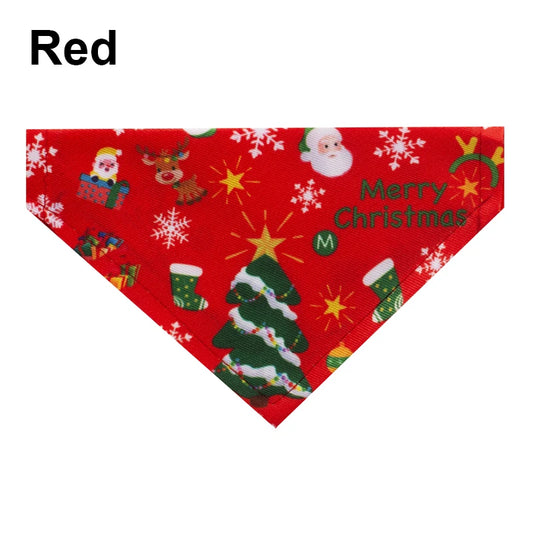 Christmas Pet Bandana — Festive Cotton Triangle Scarf